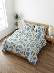 Indigo Earthy Orbit Premium Jaipuri Bedsheet - Furnish Factory
