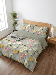 Blossom Serenity Luxe – Floral 7D Bedsheet Fitted Super King Size - Furnish Factory
