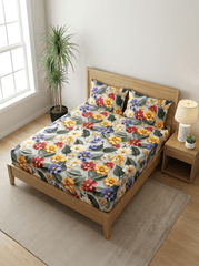 Floral Meadow Elegance – Floral 7D Bedsheet Super King Size - Furnish Factory