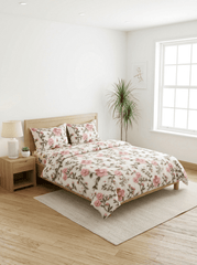 Blush Blossom Charm – Floral 7D Bedsheet Printed Super King Size - Furnish Factory
