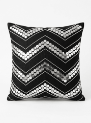 Black Wave Silk Embroidered Cushion Cover (16*16 inch) - Furnish Factory