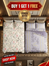 Floral Bliss And Sunlit Grace Cotton Blend Bedsheet - Furnish Factory