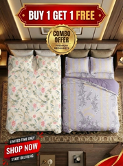 Floral Bliss And Sunlit Grace Cotton Blend Bedsheet