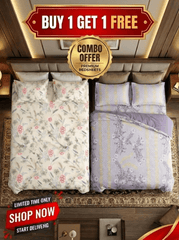 Floral Bliss And Sunlit Grace Cotton Blend Bedsheet - Furnish Factory