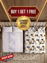 Geometric Harmony And Sunlit Grace Cotton Blend Bedsheet