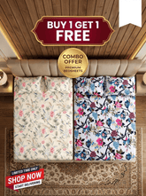 Floral Bliss And Birdsong Bloom Cotton Blend Bedsheet
