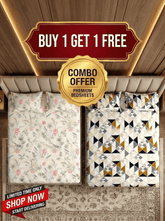 Floral Bliss And Geometric Harmony Cotton Blend Bedsheet