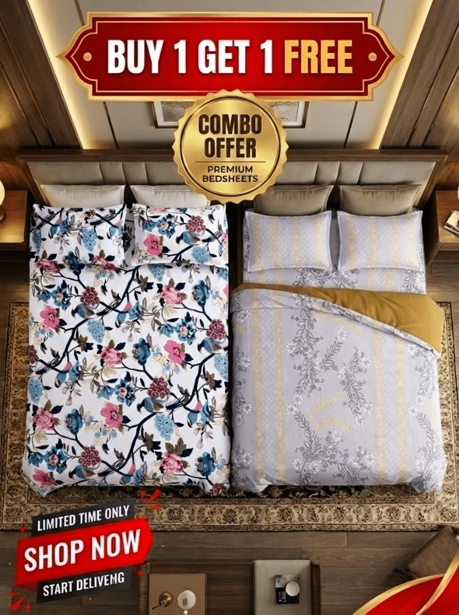 Birdsong Bloom And Sunlit Grace Cotton Blend Bedsheet - Furnish Factory