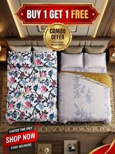 Birdsong Bloom And Sunlit Grace Cotton Blend Bedsheet