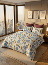 Jaipuri Indigo Earthy Orbit Premium Bedsheet - Furnish Factory