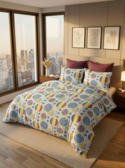 Jaipuri Indigo Earthy Orbit Premium Bedsheet