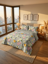 Blossom Serenity Luxe – 7D Floral Fitted Super King Size Bedsheet - Furnish Factory