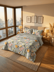 Blossom Serenity Luxe – Floral 7D Bedsheet Fitted Super King Size - Furnish Factory