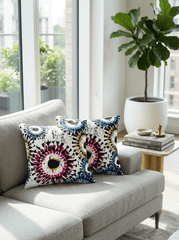 Color Burst Canvas Mandala Cushion Cover (16*16 inch) - Furnish Factory