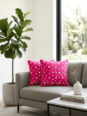 Polka Dot Silk Embroidered Cushion Cover (16*16 inch) - Furnish Factory