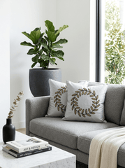 Elegant Embroidered Leaf Wreath Cushion Cover (16*16 inch) - Furnish Factory