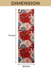 Crimson Bloom Floral Canvas Printed Dining and Center Table Runner – (13x60 Inch) - Furnish Factory