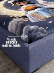 Moonlight Bunny Princess 7D Fitted Bedsheet β (90x100 Inch) King Size