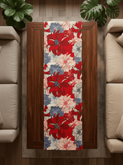 Crimson Bloom Floral Canvas Printed Dining and Center Table Runner – (13x60 Inch) - Furnish Factory