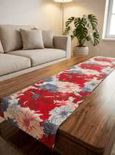 Crimson Bloom Floral Canvas Printed Dining and Center Table Runner – (13x60 Inch) - Furnish Factory