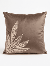 Leaf Embroidered Silk Cushion Cover (16*16 inch)
