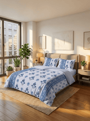 Indigo Royale Super King Cotton Bedsheet - Furnish Factory