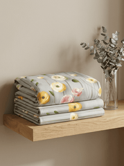 Blossom Serenity Luxe – Floral 7D Bedsheet Fitted Super King Size - Furnish Factory