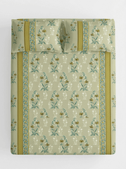 Sage Bloom Super King Cotton Bedsheet - Furnish Factory