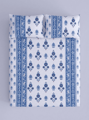 Indigo Royale Super King Cotton Bedsheet - Furnish Factory