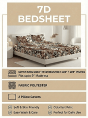 Vintage Bloom Dreamscape – Floral Fitted Super king size 7D Bedsheet - Furnish Factory