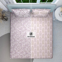 Lavender Leaf Mist – Reversible Cotton Bedsheet (108×108 inch) Super King