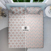 Vintage Half-Moon Reversible Cotton Bedsheet (90×100 inch) King Size