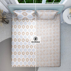 Royal Beige Florentine – Reversible Cotton Bedsheet (108×108 inch) Super King