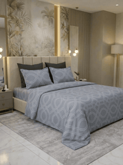Celestial Luxe Grey Cotton Bedsheet