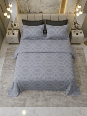 Celestial Luxe Grey Cotton Bedsheet