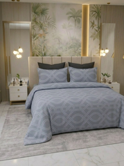 Celestial Luxe Grey Cotton Bedsheet