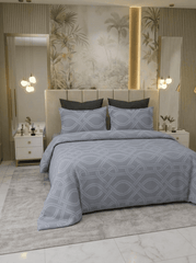 Celestial Luxe Grey Cotton Bedsheet