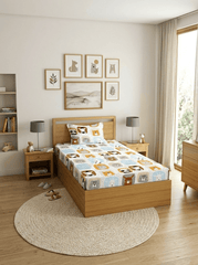 Sleepy Safari Kids Bedsheet (60 x 90inches) - Furnish Factory