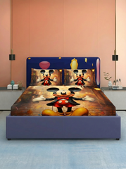 Mickey Magic 7D Fitted Bedsheet β (90x100 Inch) King Size