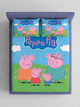 Peppa World Kids 7D Fitted Bedsheet – (90x100 Inch) King Size