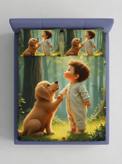 Puppy Love Premium Fitted 7D Kids Bedsheet – (90x100 Inch) King Size - Furnish Factory