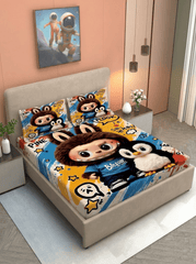 Little Monster Buddy Fitted 7D Kids Bedsheet – (90x100 Inch) King Size - Furnish Factory