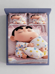 Sleepy Shinchan 7D Fitted Bedsheet β (90x100 Inch) King Size