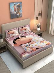 Sleepy Shinchan 7D Fitted Bedsheet β (90x100 Inch) King Size