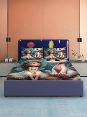 Fairy & Dragon Dreams Fitted 7D Kids Bedsheet – (90x100 Inch) King Size - Furnish Factory