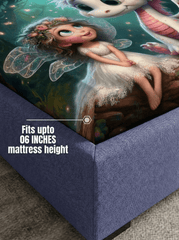 Fairy & Dragon Dreams Fitted 7D Kids Bedsheet – (90x100 Inch) King Size - Furnish Factory