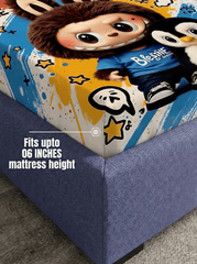 Little Monster Buddy Fitted 7D Kids Bedsheet – (90x100 Inch) King Size - Furnish Factory