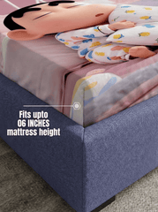 Sleepy Shinchan 7D Fitted Bedsheet β (90x100 Inch) King Size