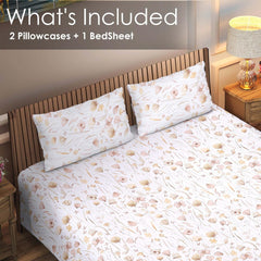 Golden Meadow Bloom – Cotton Bedsheet (90×100 inch) King Size