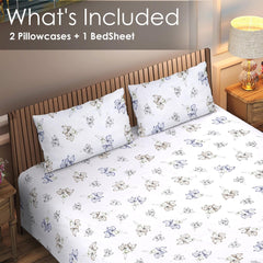 Classic Botanical Bloom – Cotton Bedsheet (90×100 inch) King Size